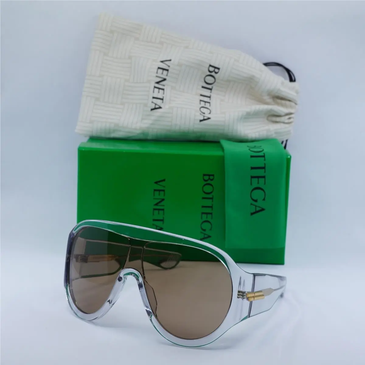 BV1345S 004 Transparent Grey/brown 99-1-120 Sunglasses by Bottega Veneta