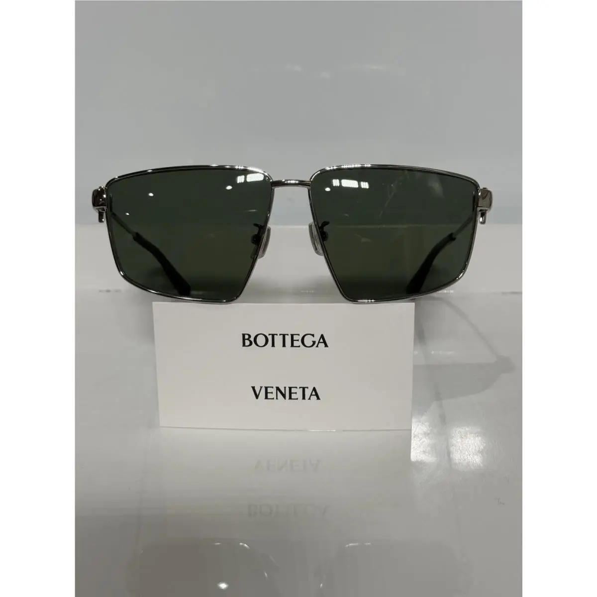 Bottega Veneta BV1223S 003 Silver Metal Aviator Unisex Sunglasses 61mm