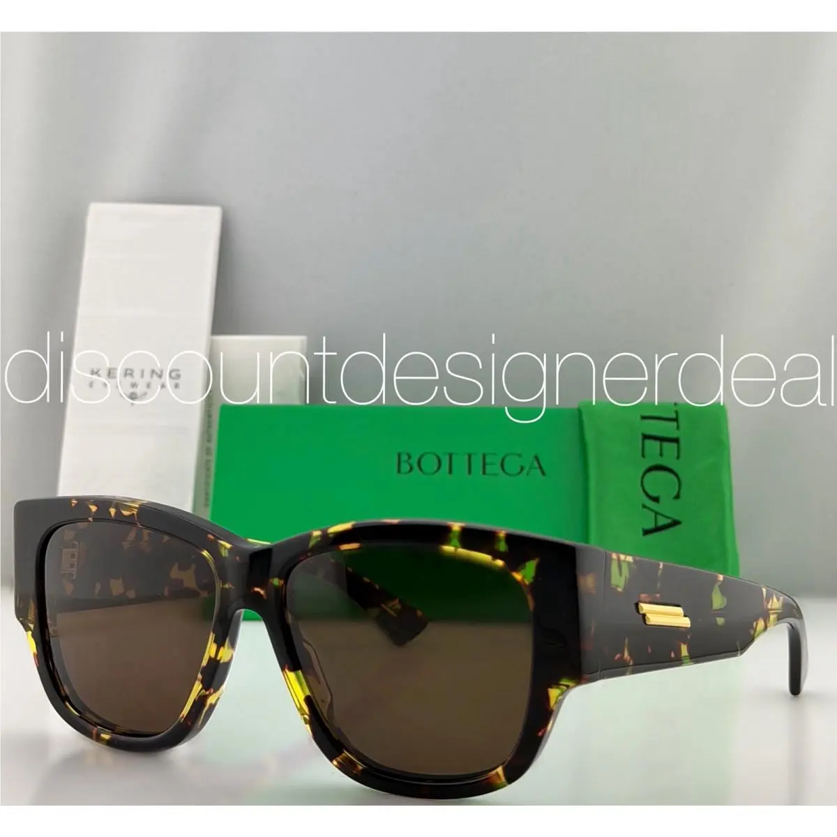 Bottega Veneta BV1026S 002 Square Sunglasses Havana Gold Brown Lens 55mm