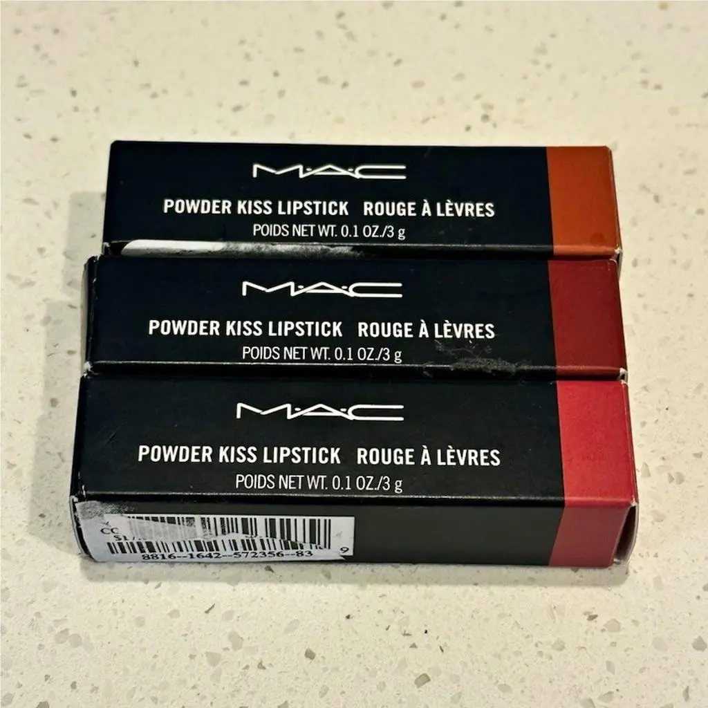 M·a·c Powder Kiss Matte Stick Lipstick Lot 3 314/925/923 0.1 oz by MAC Cosmetics