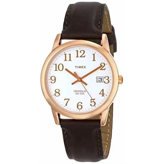 Easy Reader Rose Gold-tone Brown Leather Mens Watch T2P563 by Timex