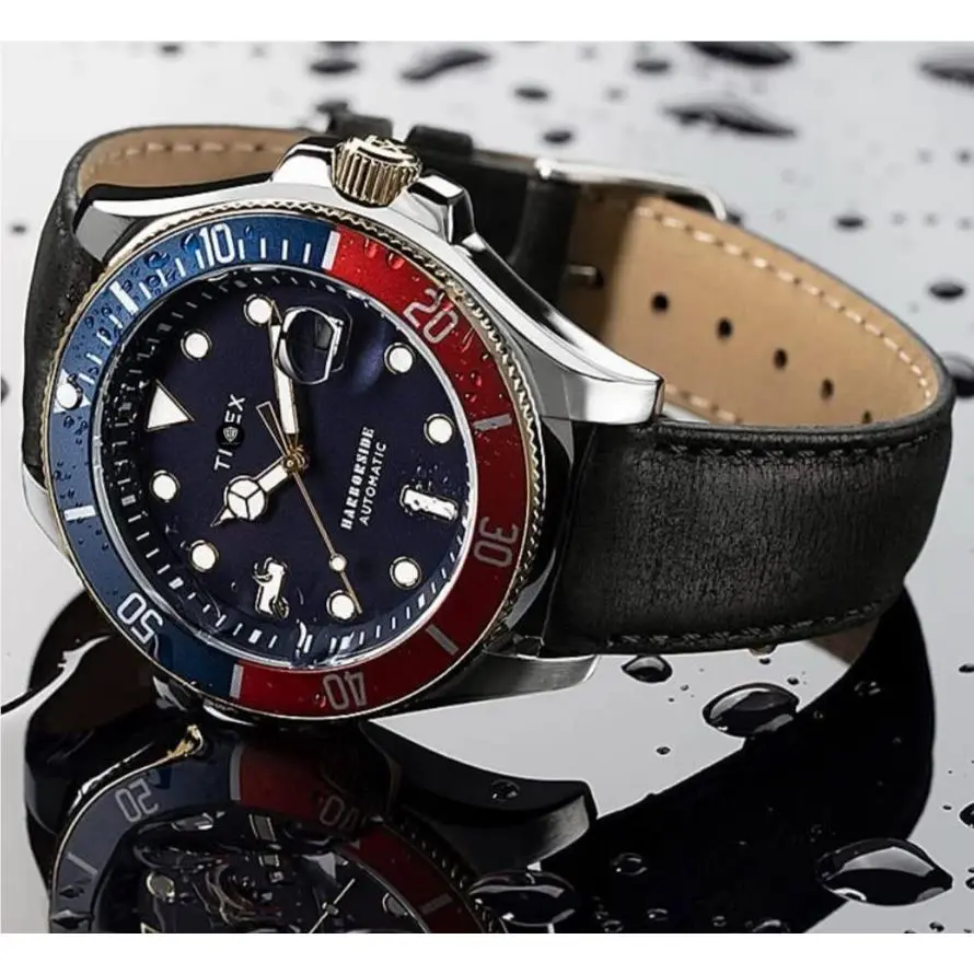 Harborside Coast Men`s 43mm Automatic Blue Dial Pepsi Watch TWH6Z4310 by Timex