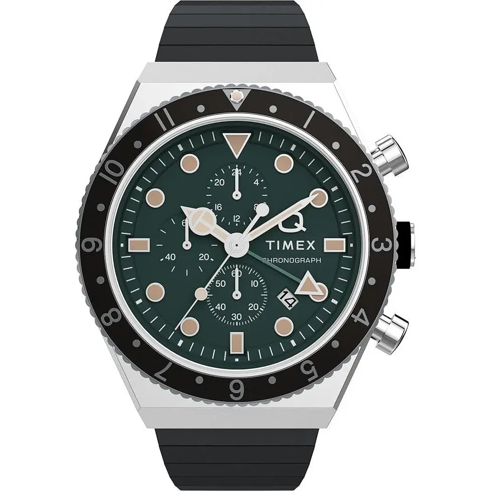 Q Mens Chronograph 40mm Green Dial Expansion Band Watch TWH6Z5810 by Timex