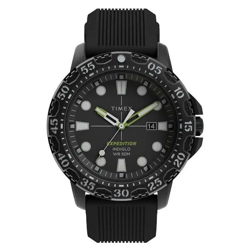 Expedition Gallatin 45mm Black Dial Resin Indiglo Date Watch TW4B31500 by Timex