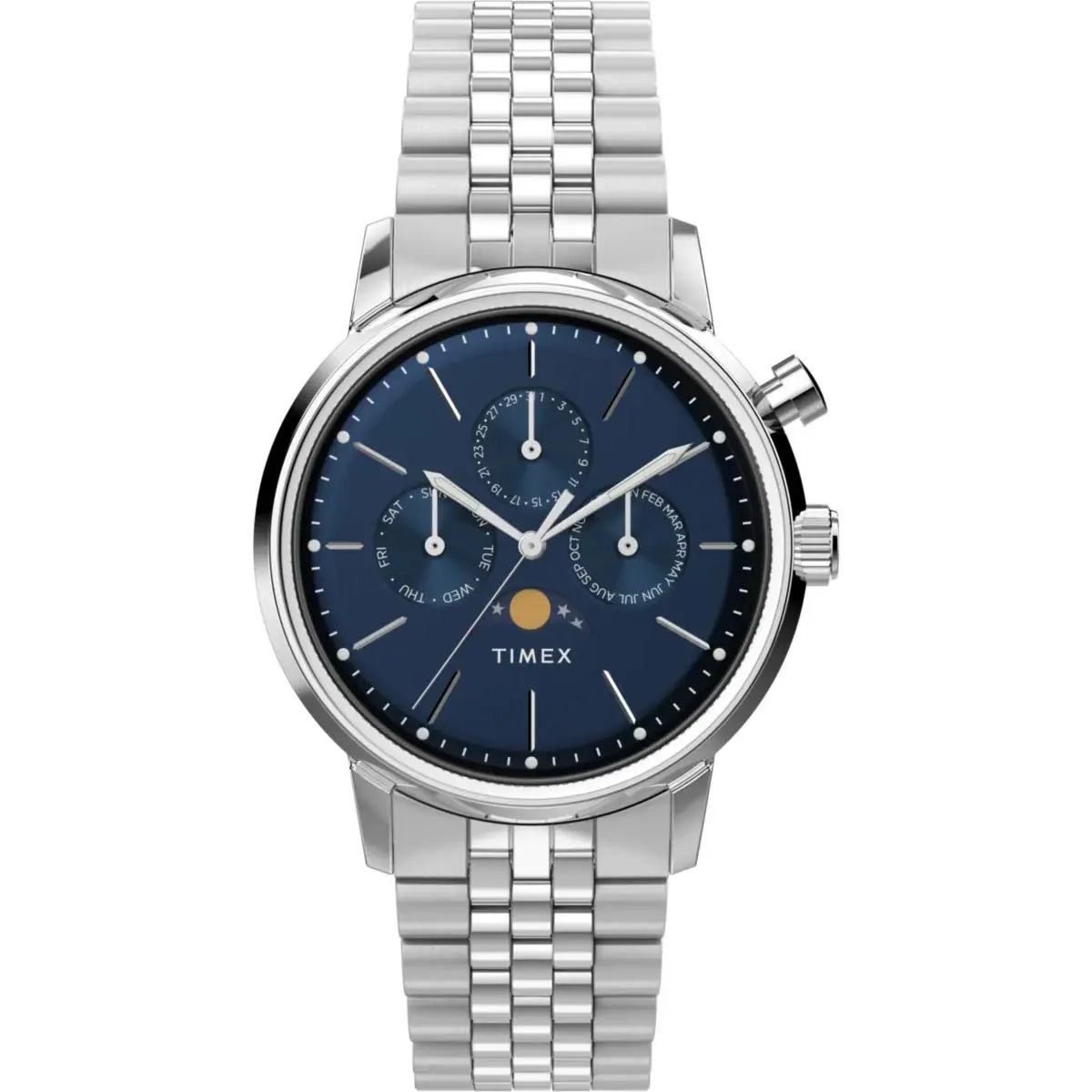 Marlin Moon Phase 40mm Blue Dial Men`s Watch TW2W51300 by Timex