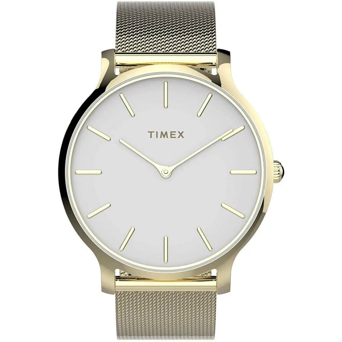 Women`s Watch Transcend Quartz White Dial Mesh Bracelet TW2T74100VQ by Timex