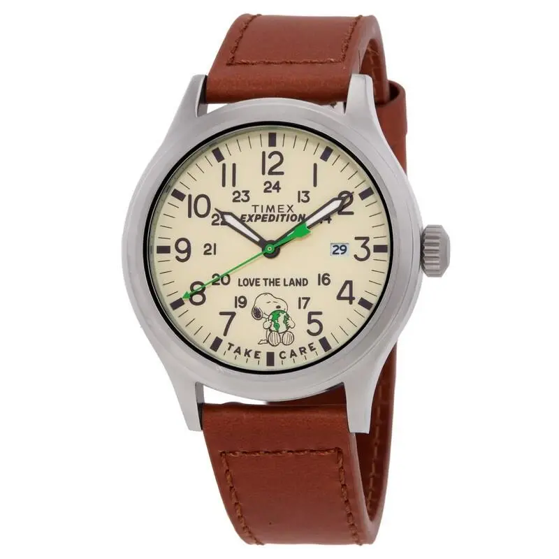 Timex Men`s Expedition Brown Leather Strap Watch – TW4B25000