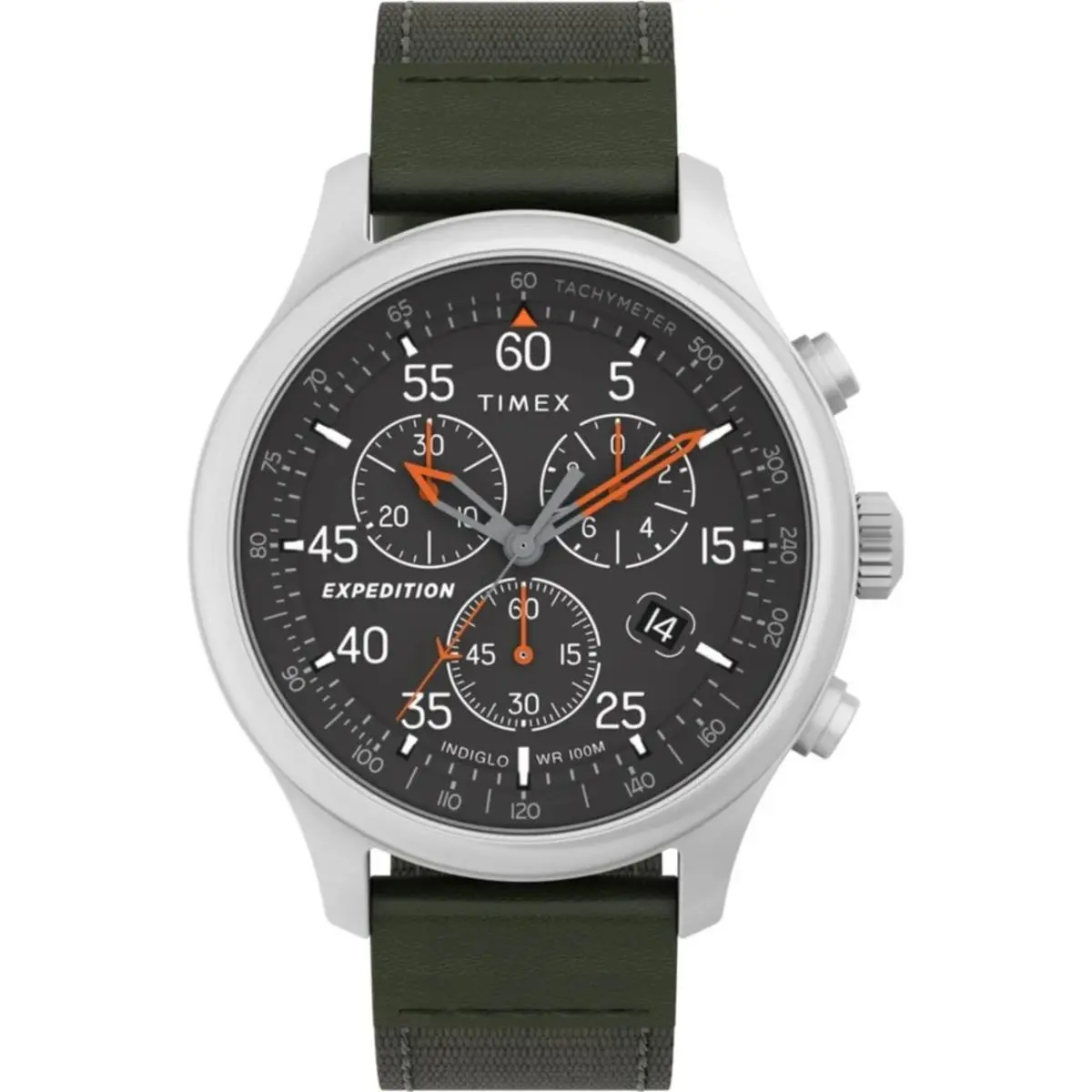 Expedition 43mm Black Dial Green Fabric Strap Men`s Watch TW4B26700 by Timex
