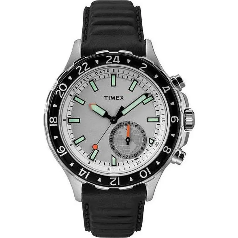 Smart + IQ Move White Dial Black Leather 43 mm Watch TW2R39500 by Timex