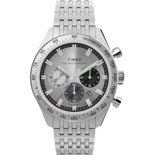 Timex Mens Waterbury Silver Chronograph Watch TW2Y18700