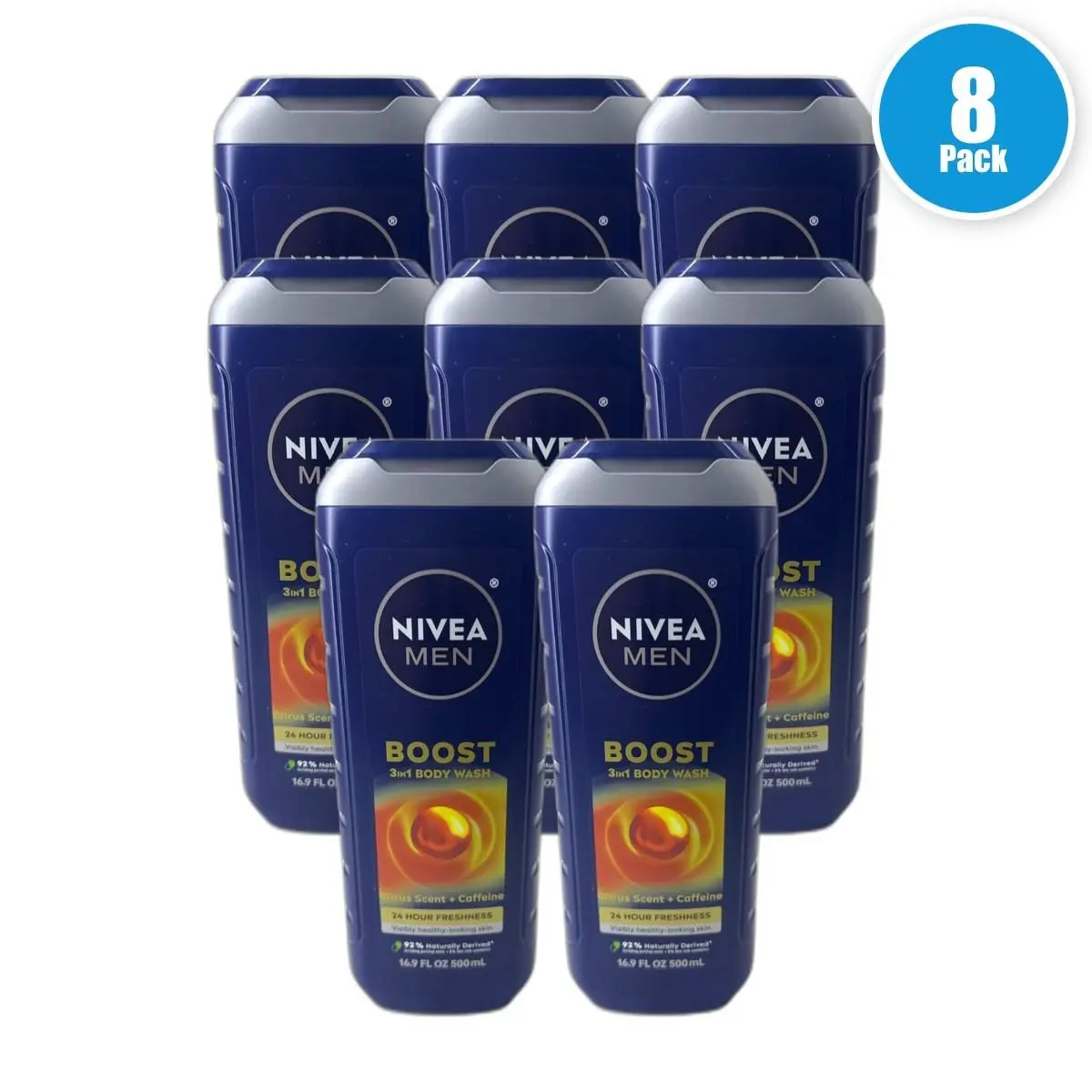 Men Body Wash Sport Boost Active Clean Maximum Hydration Pack of 8 by Nivea