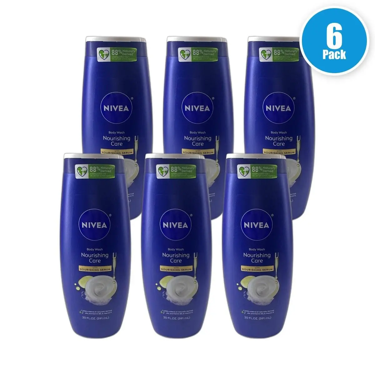 Nivea - Nourishing Care - Body Wash with Nourishing Serum 20 Fl Oz Pack of 6