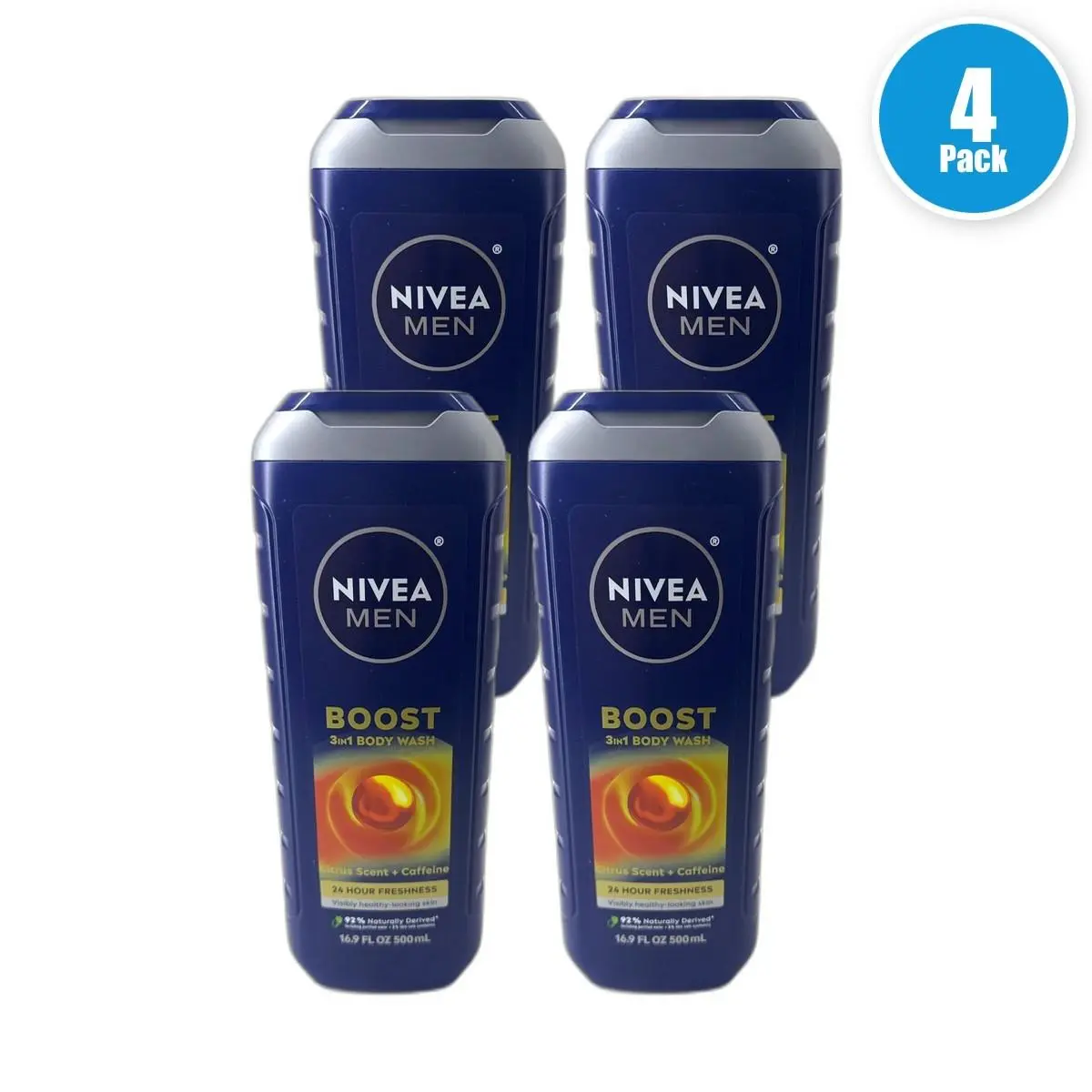 Men Body Wash Sport Boost Active Clean Maximum Hydration Pack of 4 by Nivea