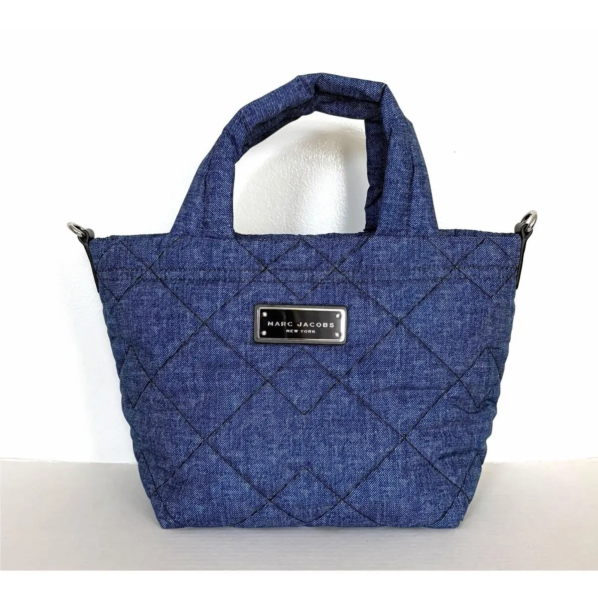 Small Tote Quilted Nylon Denim Blue by Marc Jacobs
