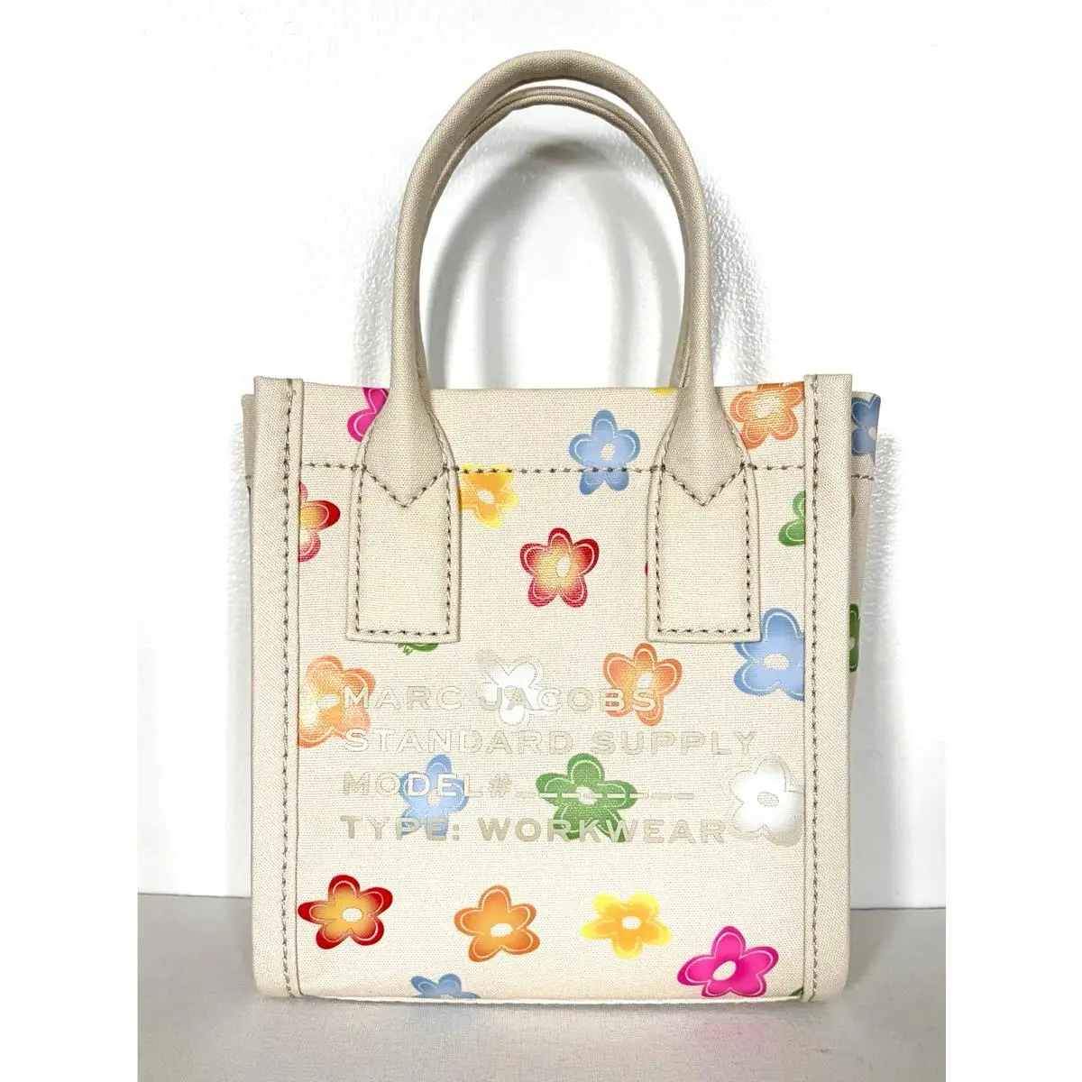 Cotton Canvas Graphic Sticker-print Small Tote White Multi by Marc Jacobs