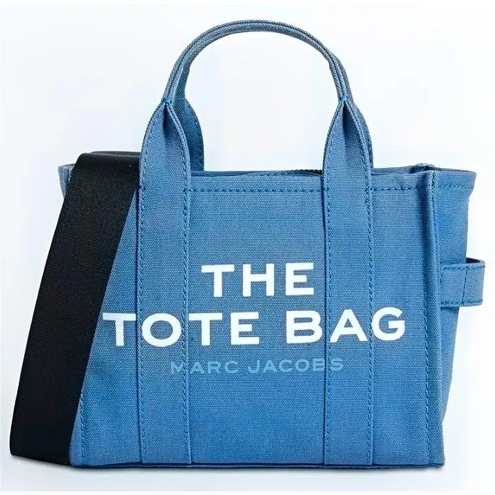 Blue Logo Tote Bag Zip Closure Top Handle Detachable Strap by Marc Jacobs