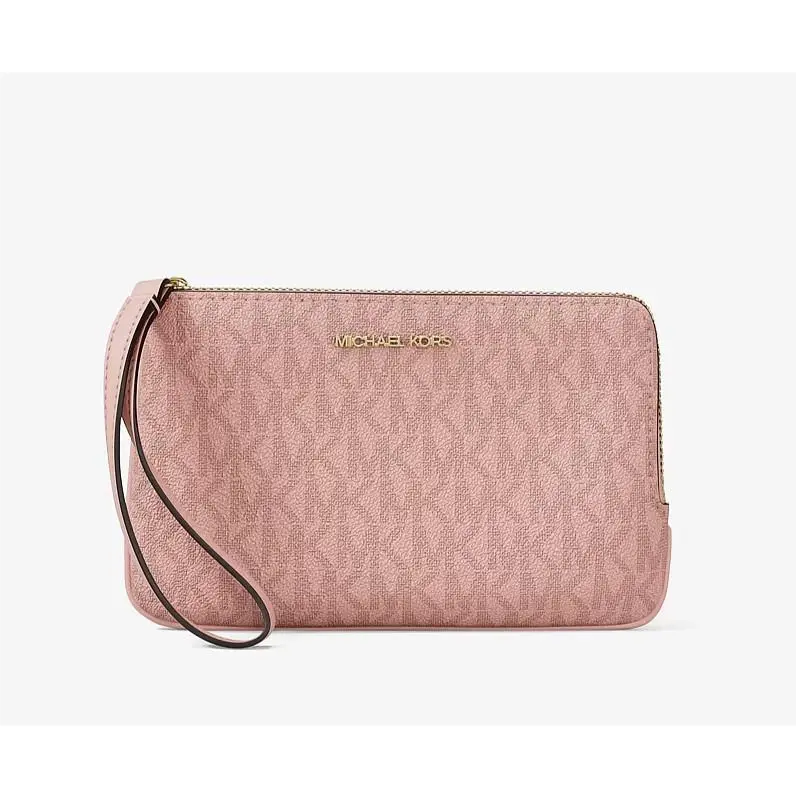Michael Kors Jet Set Travel Small Signature Logo Wristlet Wallet Powder Blush