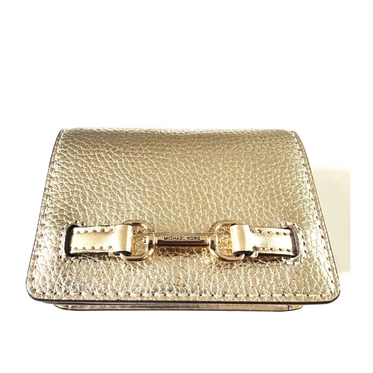 Michael Kors Carson Small Flap Leather Wallet Pale Gold