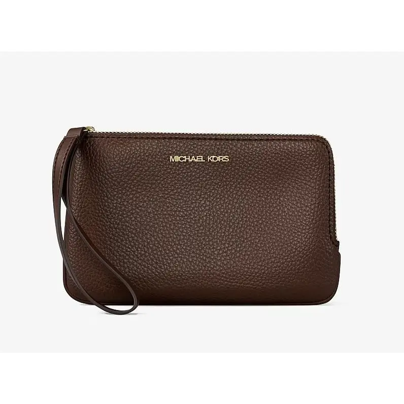 Michael Kors Jet Set Travel Small Pebble Leather Wristlet Wallet Nutmeg