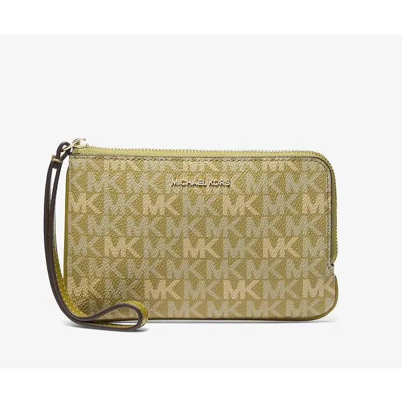 Michael Kors Jet Set Travel Small Signature Logo Wristlet Wallet Oregano