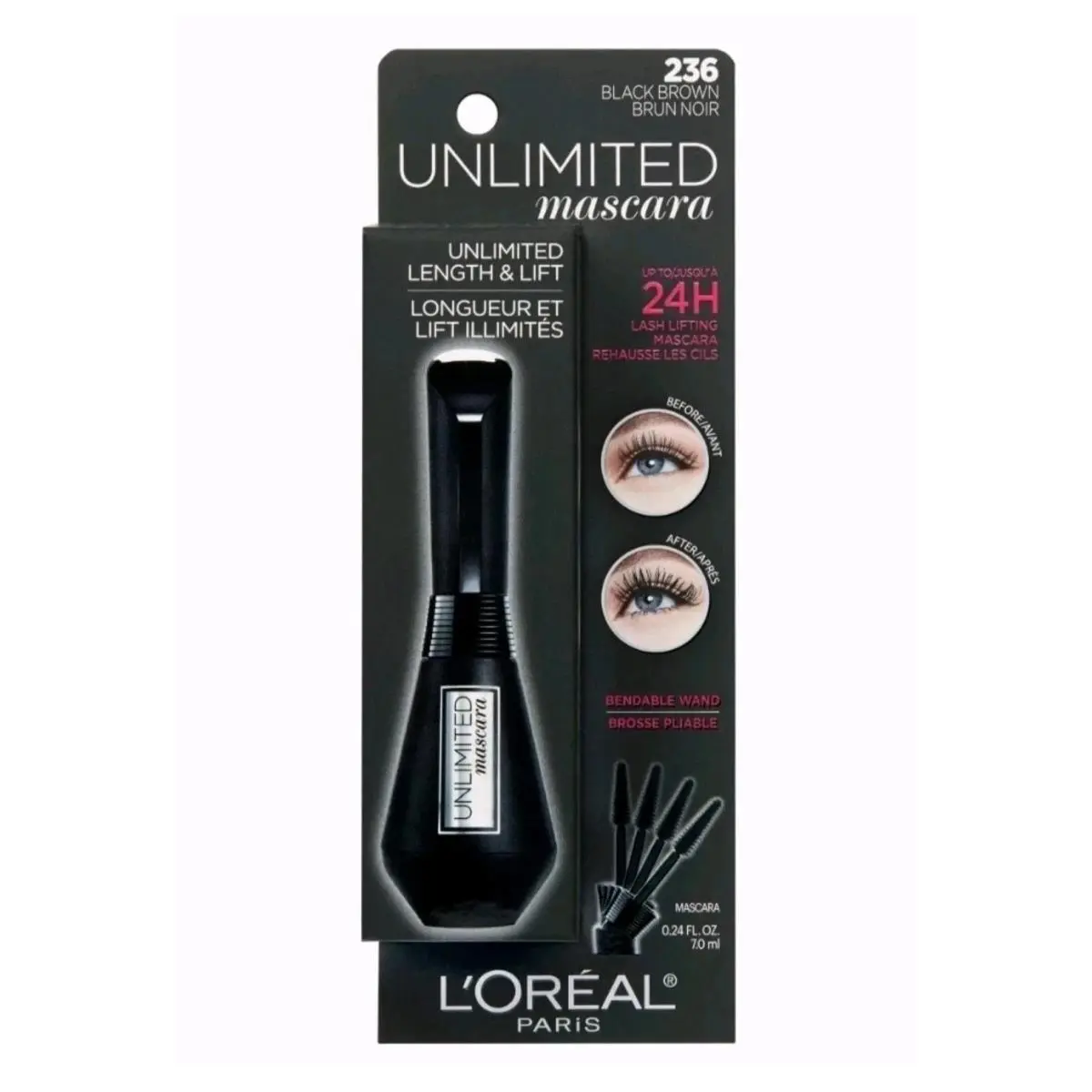 L`oreal Paris Unlimited Mascara 236 Black Brown 24H Lash Lifting