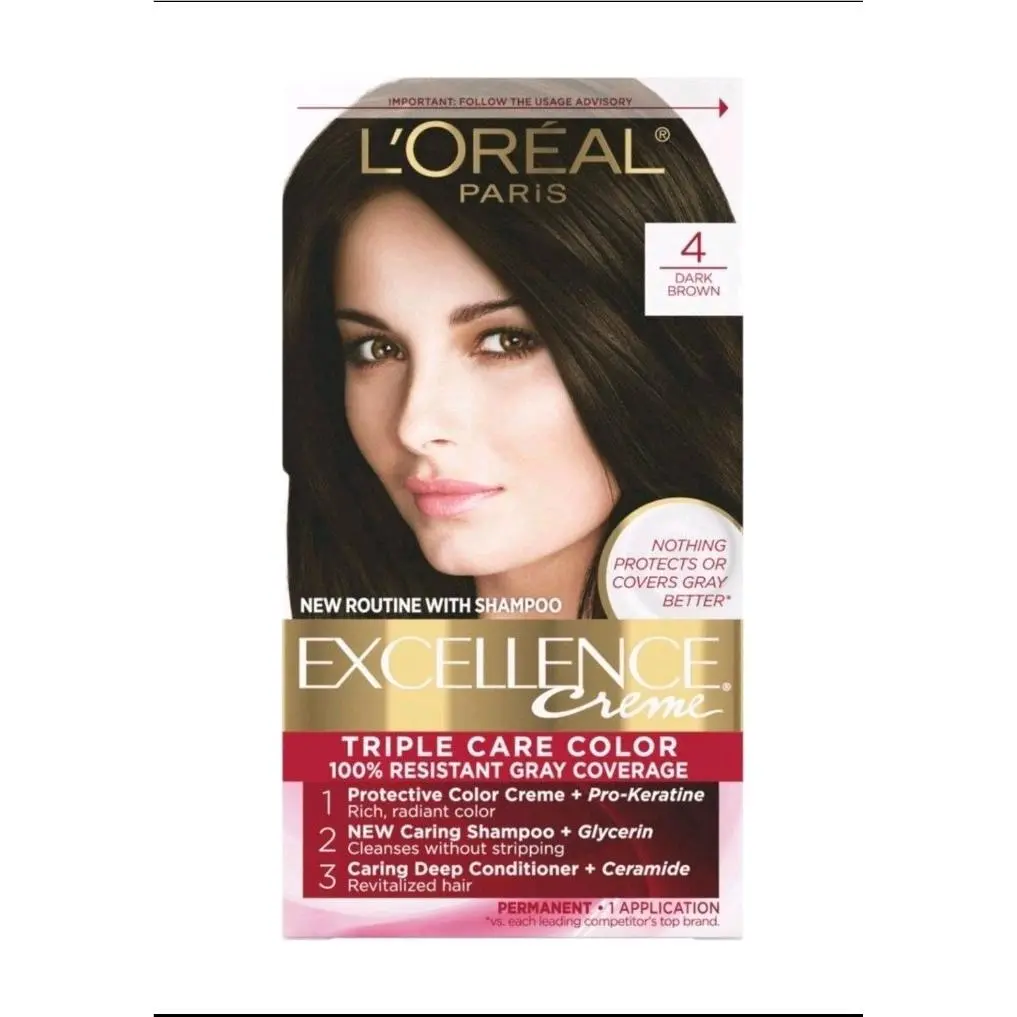 12 Pack L`oreal Paris Excellence Triple Protection Hair Color Dark Brown 4 by L'Oréal