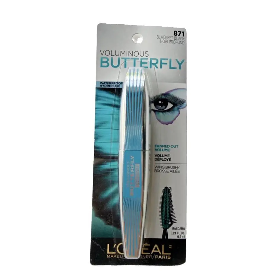 3 Pack L`oreal Paris Voluminous Butterfly Mascara Blackest Black Washable 868