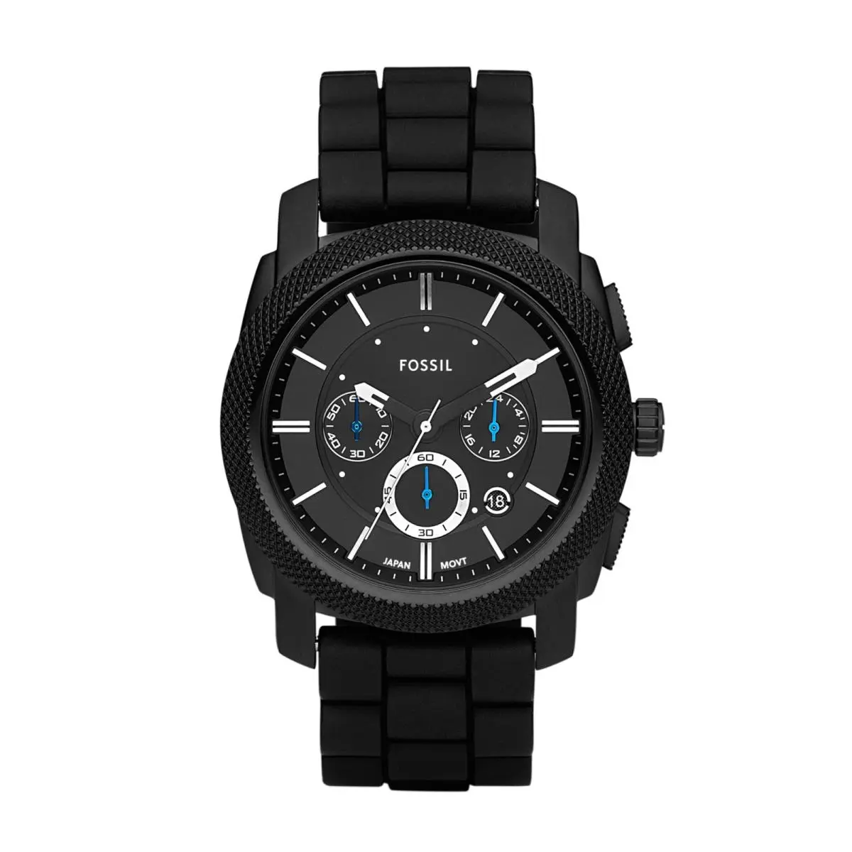 Men`s Machine Quartz Stainless Steel and Silicone 45MM Black by Fossil