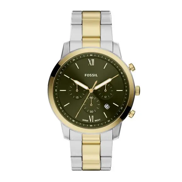 Fossil Neutra Quartz Chronograph Green Dial Two-tone 44mm Men`s Watch FS6189