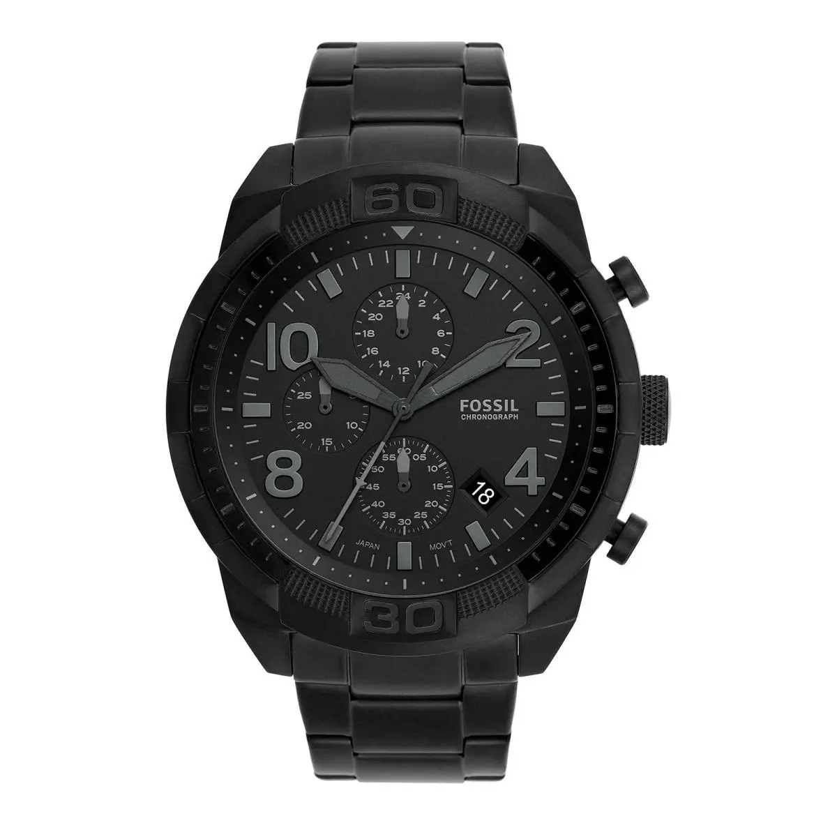Fossil Men`s Bronson Quartz Stainless Steel Chronograph 50MM Black Bracelet