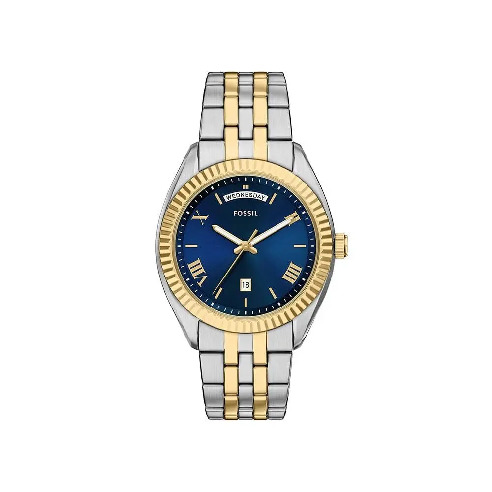 Men`s Watch Campbell Three-hand Day-date Two-tone Two Tone/blue by Fossil