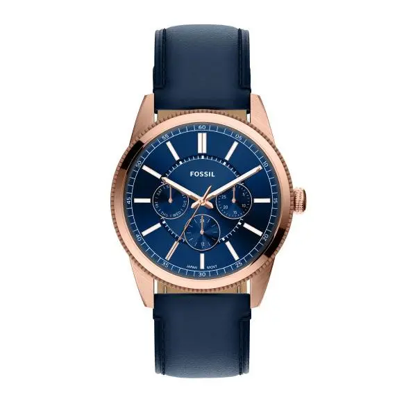 Fossil Pearson Quartz Multifunction Blue Dial Rose Gold 42mm Men`s Watch FS6196