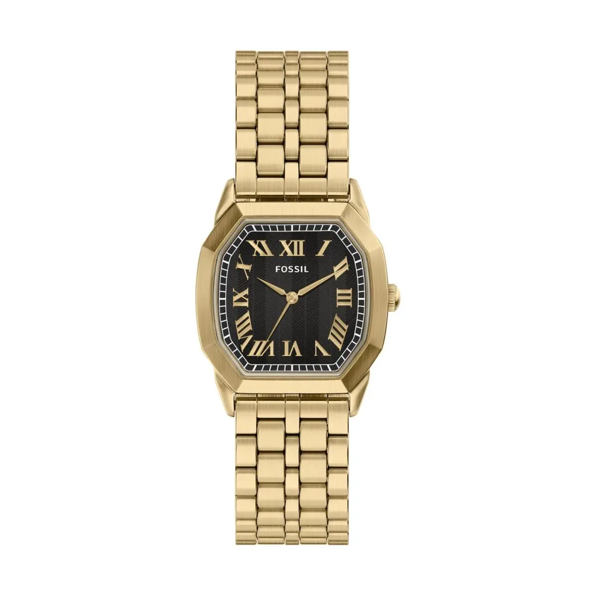 Men`s Harlow Three-hand Gold-tone Stainless Steel Watch Gold/black by Fossil