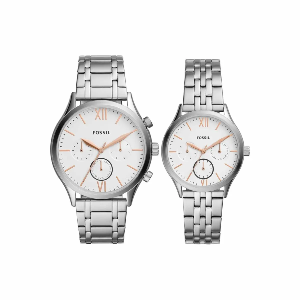 His and Her Fenmore Multifunction Stainless Steel Watch Gift Set by Fossil