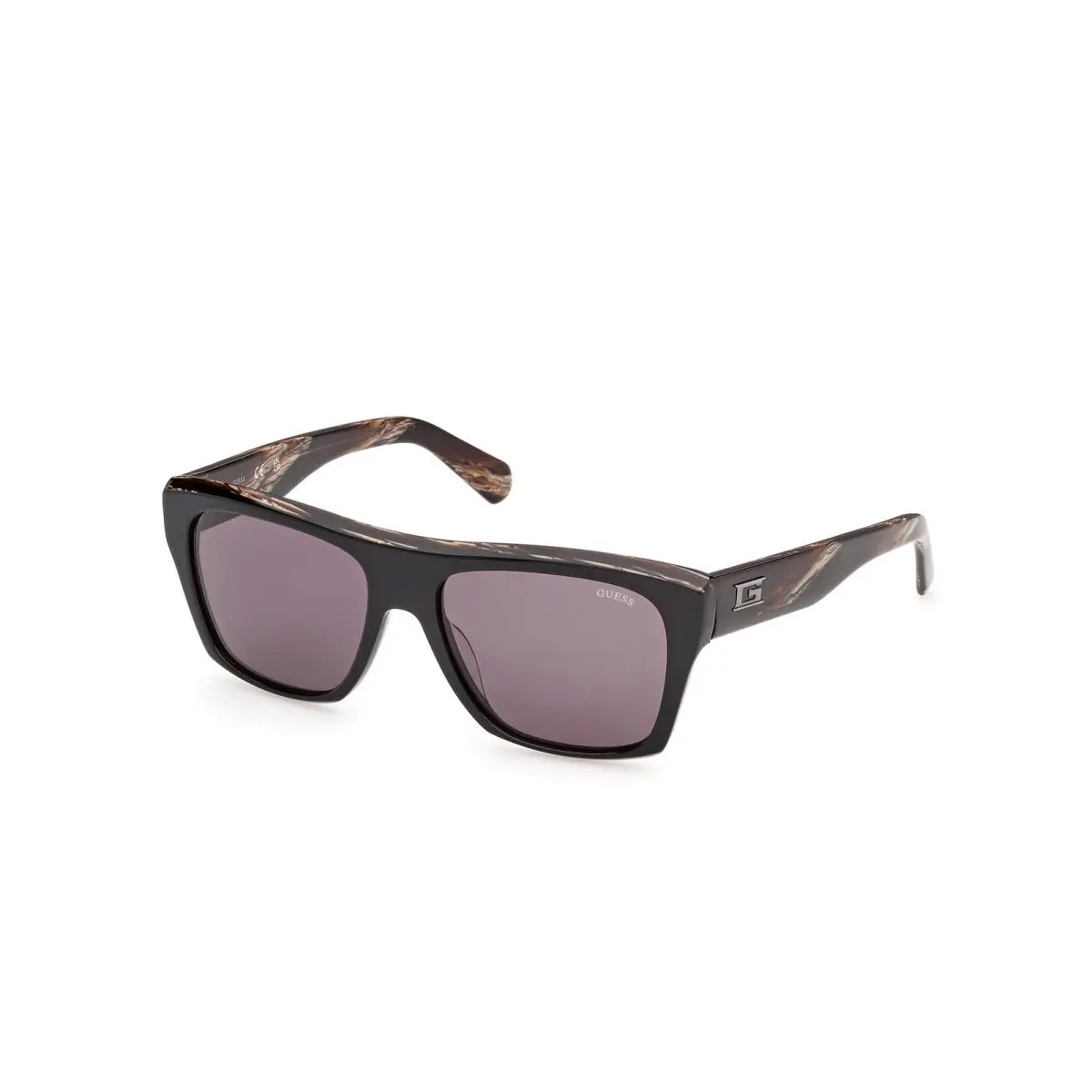 GU 00368 Shiny Black / Light Brown/horn 01A Size 55 Sunglasses by Guess