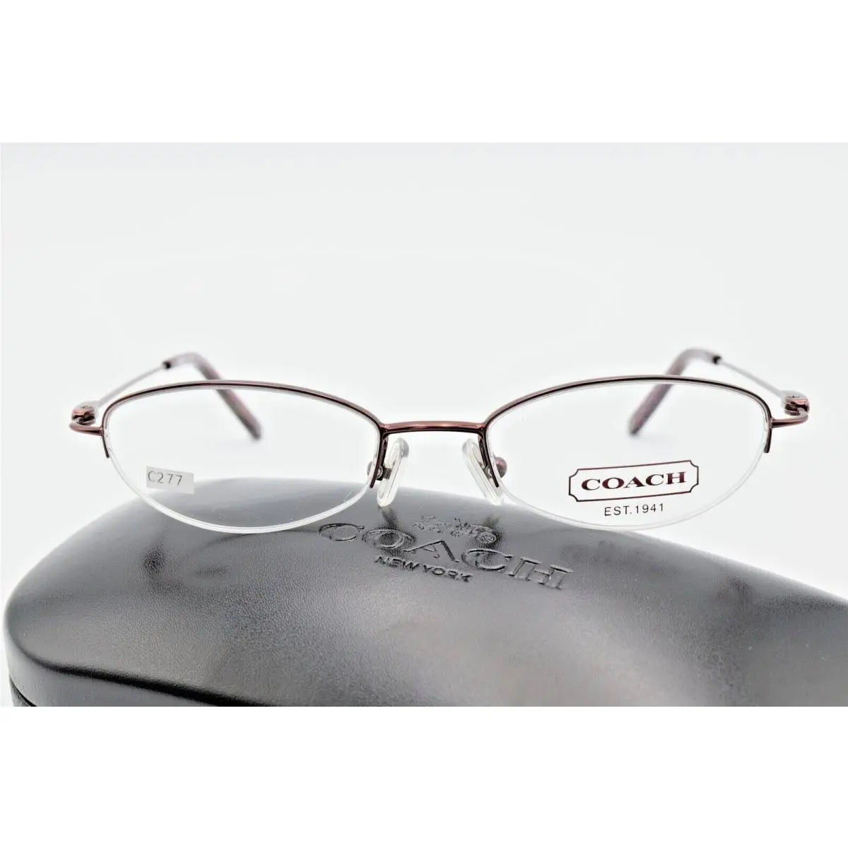 Coach Lily 309 Bordeaux 46-17-135 Half Rim Eyeglass Frames W/coach Case