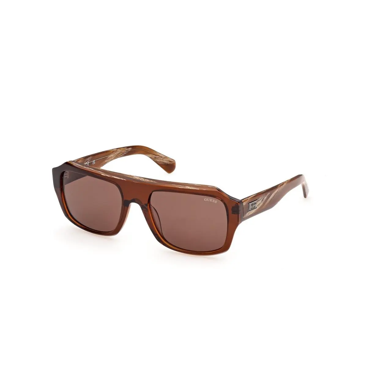 GU 00367 Shiny Dark Brown / Light Brown/horn 48E Size 56 Sunglasses by Guess
