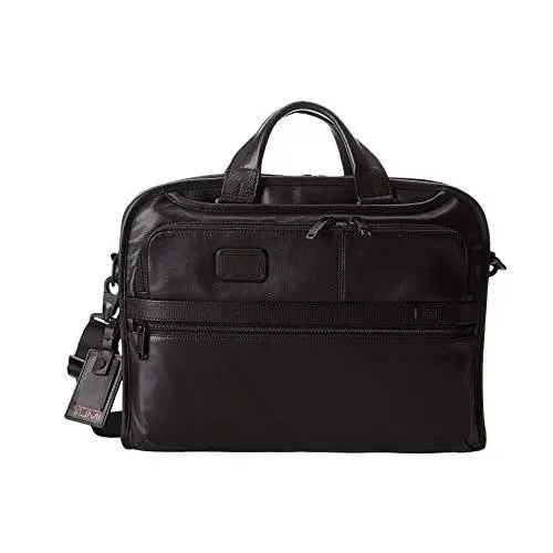 Alpha 2 One Size - Tumi Organizer Portfolio Brief Black Leather
