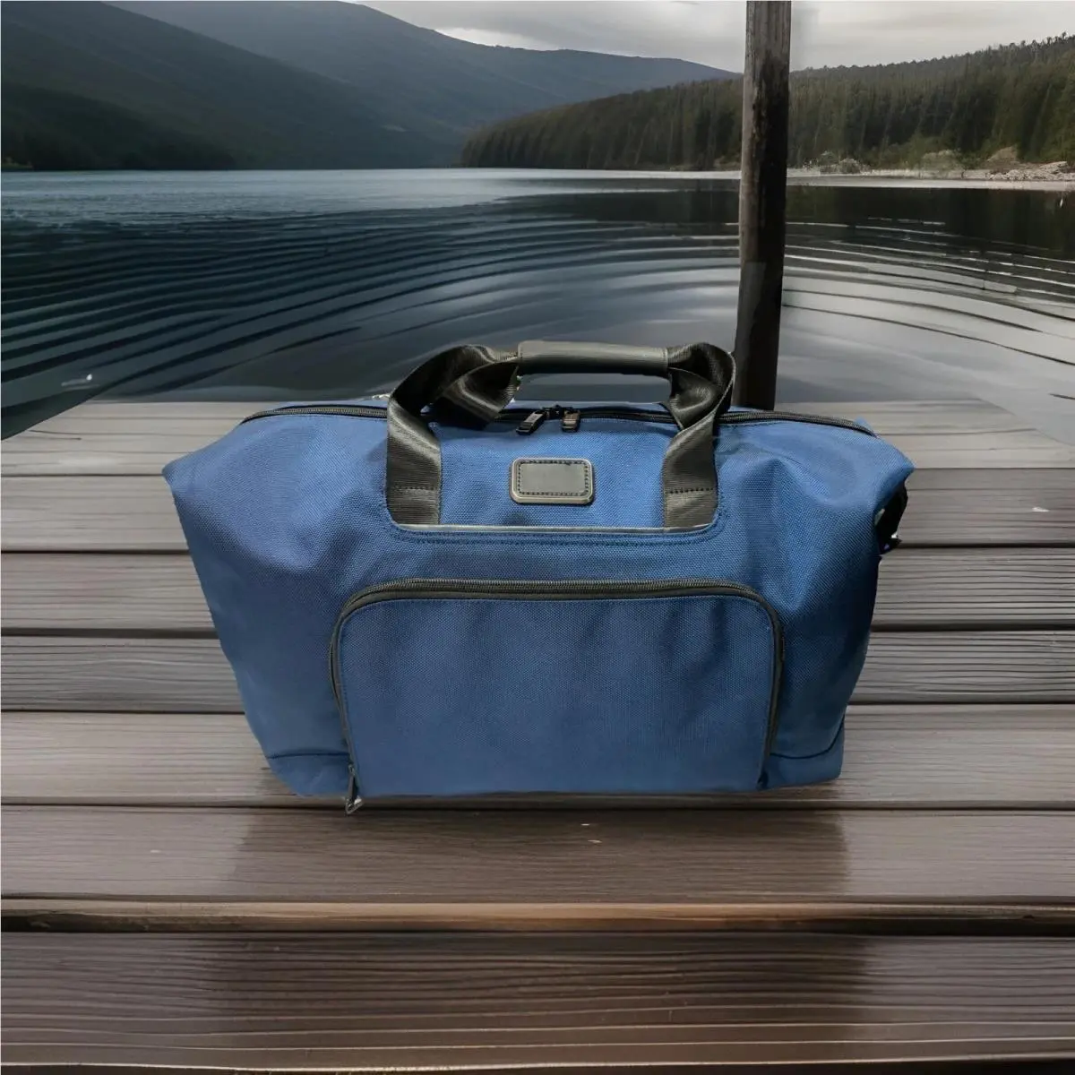 Tumi Alpha Double Expansion Travel Satchel Navy Blue Duffel Weekender