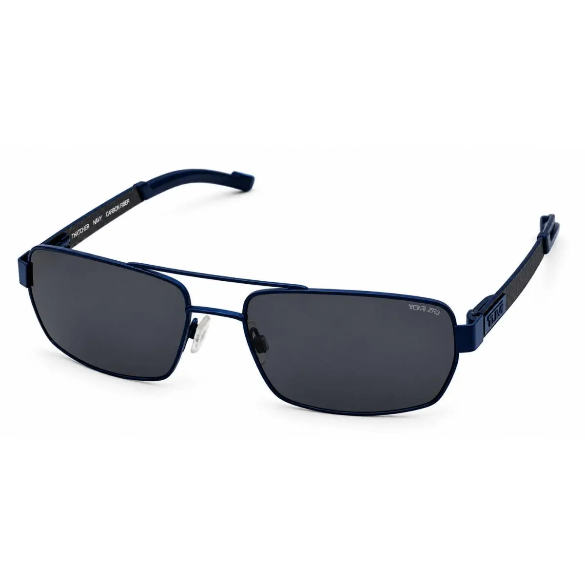 Mens Navy Mens Carbon Fiber Rectangle Sunglass Polarized Lens Thatcher by Tumi