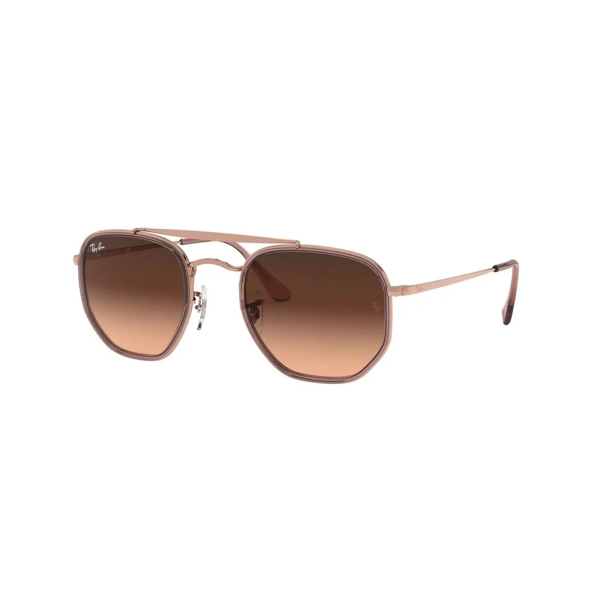Ray-ban 0Rb3648M The Marshal Ii Irregular Sunglasses - Brown, Frame: Brown, Lens: Pink