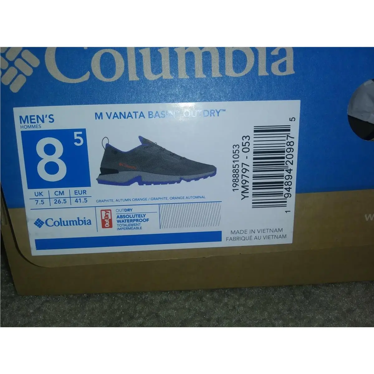 Columbia shoes - Columbia Vitesse Outdry - Vitesse Outdry - BM0077-100 - grey & blue 8