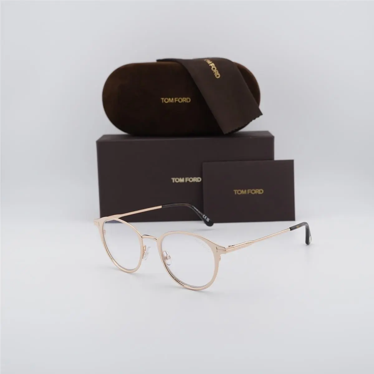 Tom Ford FT5528-B 029 Matte Rose Gold/clear Blue Light Block 49mm Eyeglasses