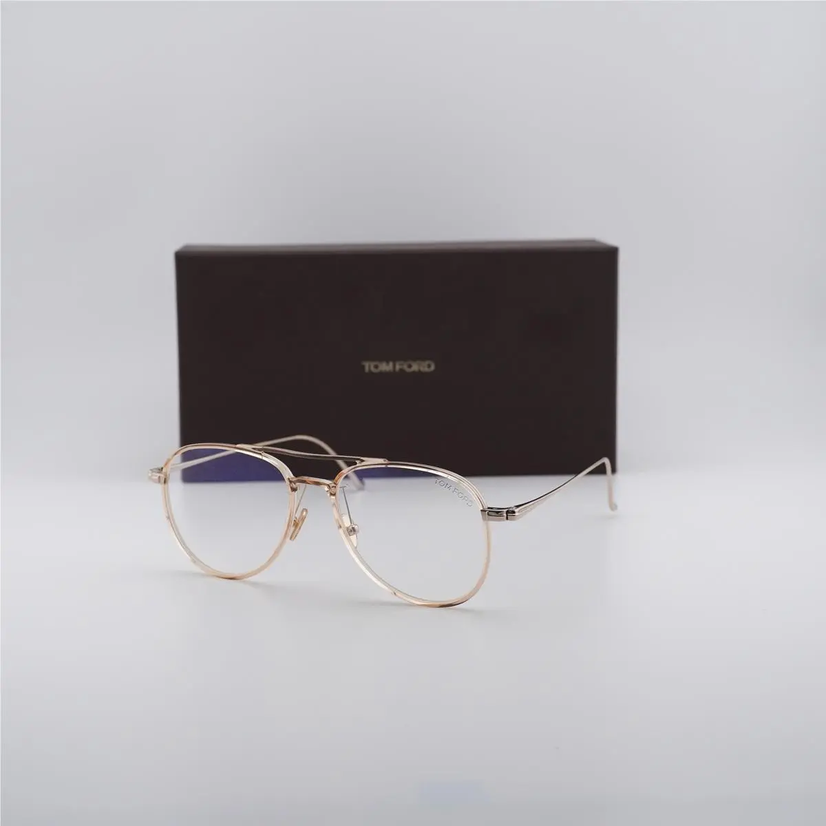 Tom Ford FT5666-B/O 074 Shiny Transparent Light Peach/rose Gold 52mm