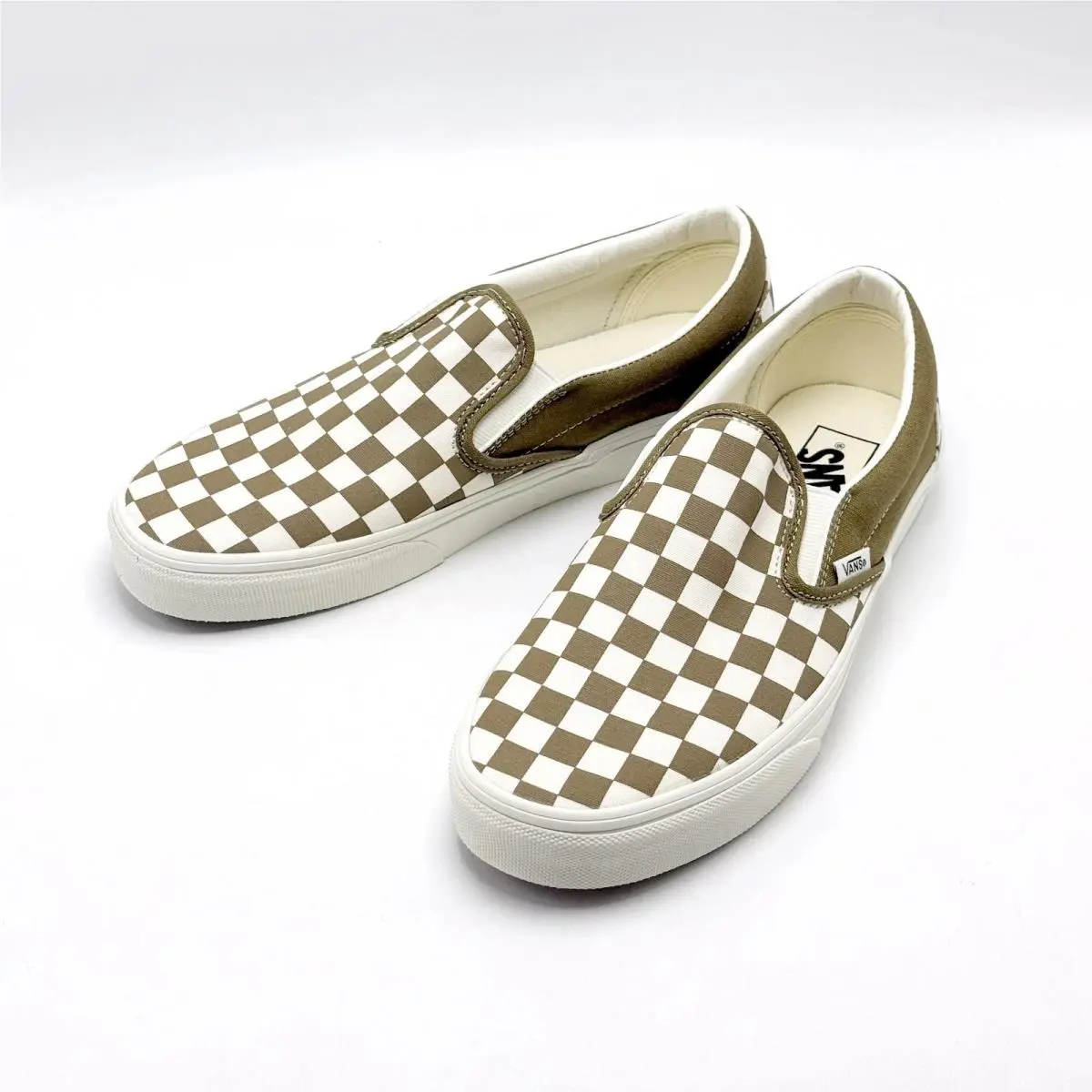 Vans shoes - VANS Classic Slip-On - Classic - VN000Z7AOVB - Color Theory Checkerboard Olive / Gray Olive 5