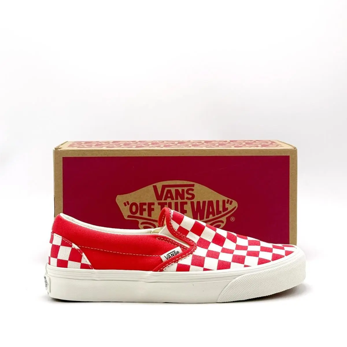 Vans shoes - VANS Classic Slip-On - Classic - VN000D6YH2D - Color Theory Checkerboard Tomato / True White 4