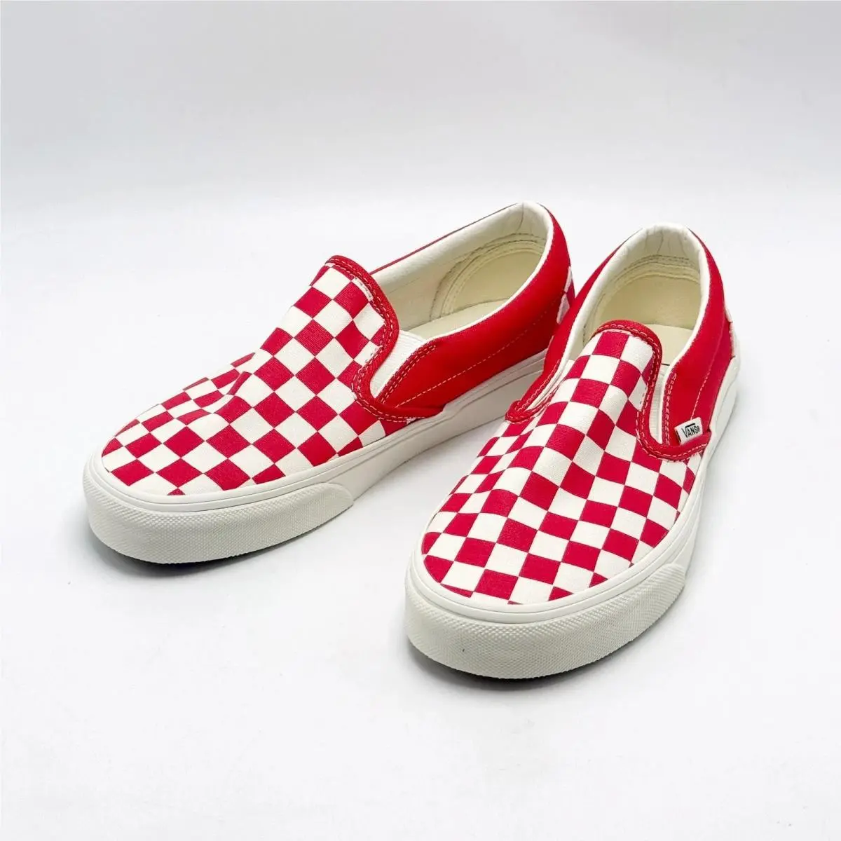 Vans shoes - VANS Classic Slip-On - Classic - VN000D6YH2D - Color Theory Checkerboard Tomato / True White 5