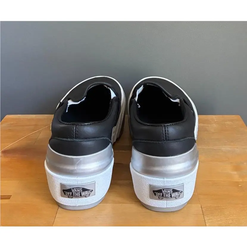 Vans shoes - Vans Classic Slip-On Stacked - Classic Stacked - (Shiny) Black /True White/Silver (UPC: 195439309432) 5