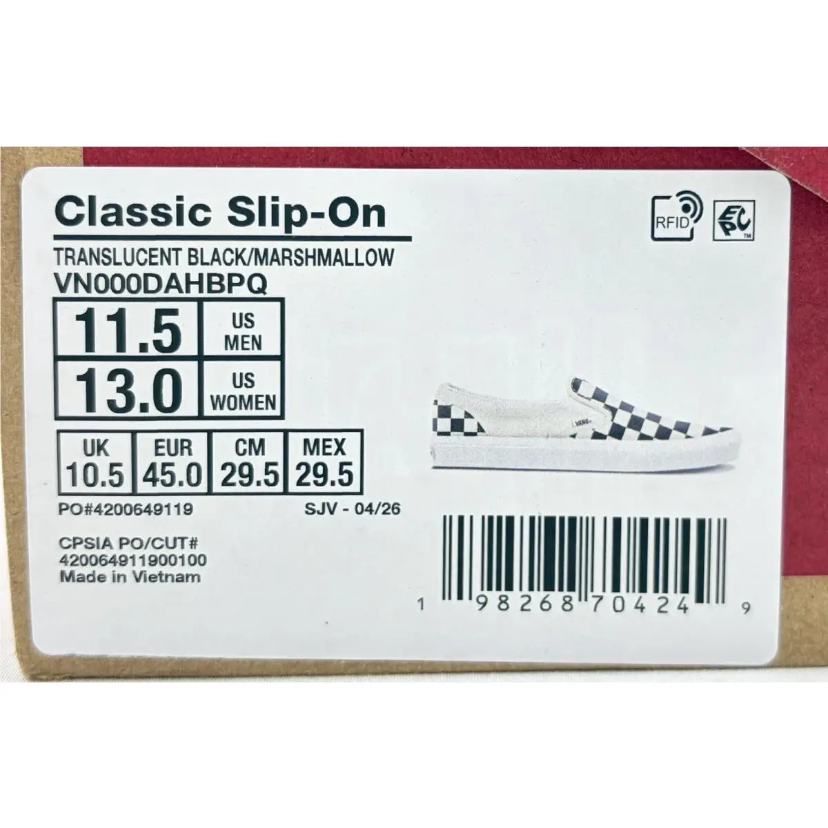 Vans shoes - VANS Classic Slip-On Translucent - Classic Translucent - VN000DAHBPQ - Black/Marshmallow (UPC: 198268704249) 12