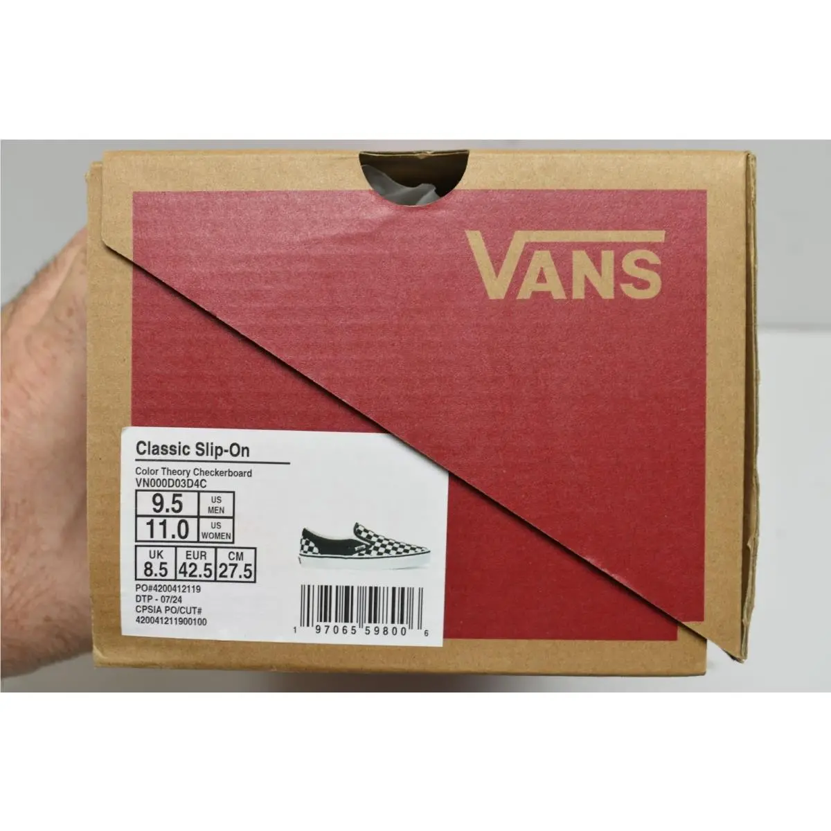 Vans shoes - Vans Classic Slip On Color Theory Checkerboard Stormy Weather - VN000D03D4C - Black & White (UPC: 197065598006) 8